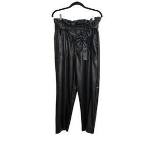 Who What Wear Black Faux Leather Paper Bag Ankle Pants NWT